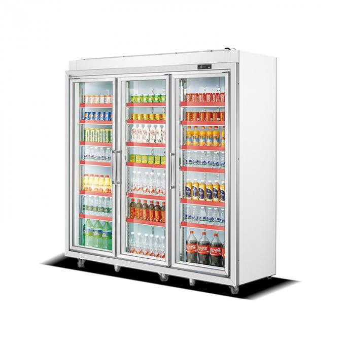 Congelador vertical comercial de la exhibición del supermercado de la bebida 0