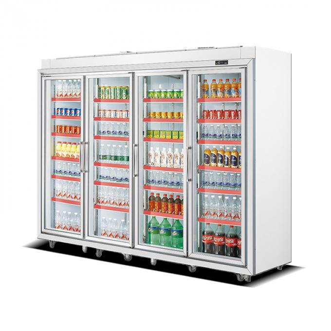 Congelador vertical comercial de la exhibición del supermercado de la bebida 1