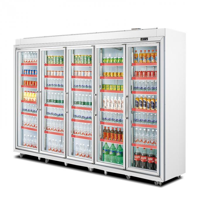 Congelador vertical comercial de la exhibición del supermercado de la bebida 2